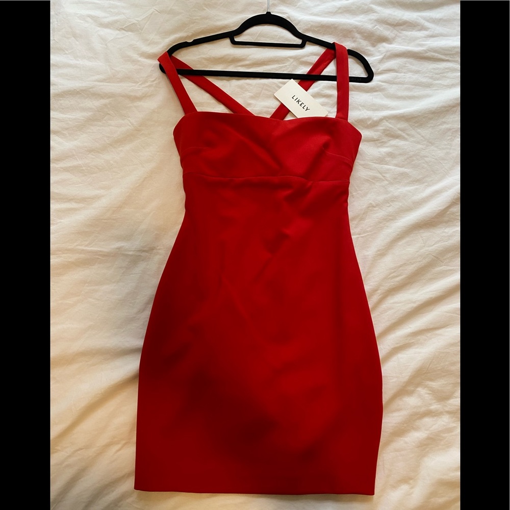 Likely Mini Red Strap Dress. Never worn! New with tags. Perfect condition.